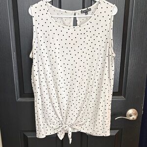 Adrianna Papell Black and White Polka Dot Tank Top